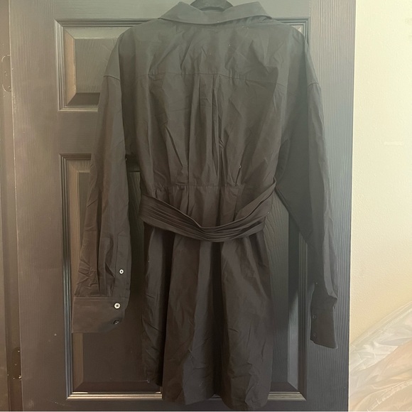 Alexander Wang Threaded Ruched Cotton Shirt Dress in Black, Size 8, NWT - Picture 3 of 6